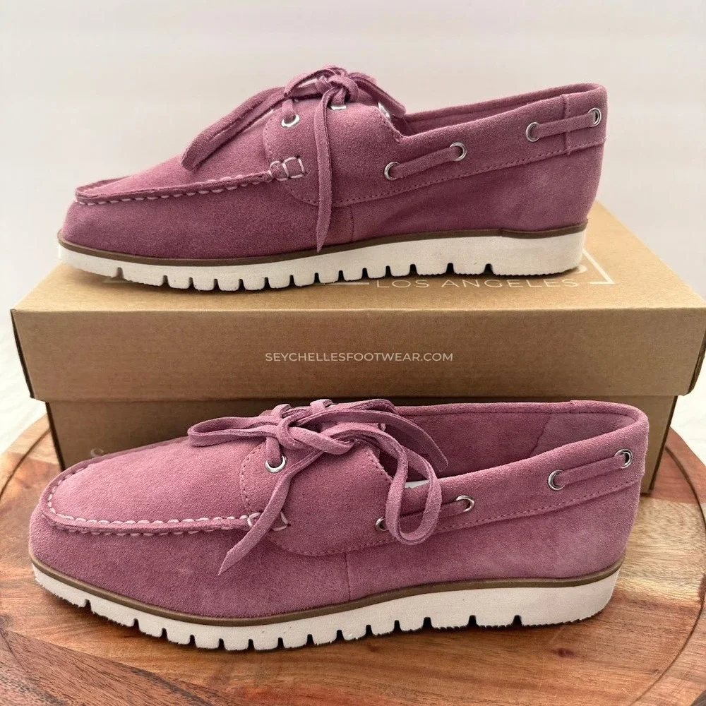 Seychelles Kipper Mauve Suede Platform Boat Shoes Women 8 IB03302 New in Box